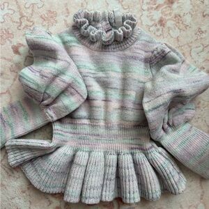 Janie and Jack Lavender and Mint Ruffle Sweater
